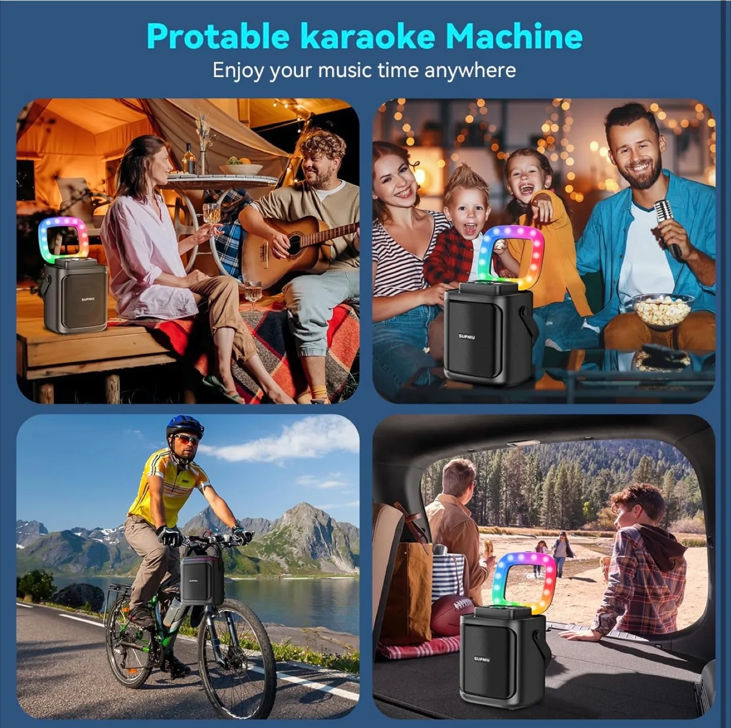 SUPNIU S50 Portable Bluetooth Speaker with LED Ring Light image indicator(8)