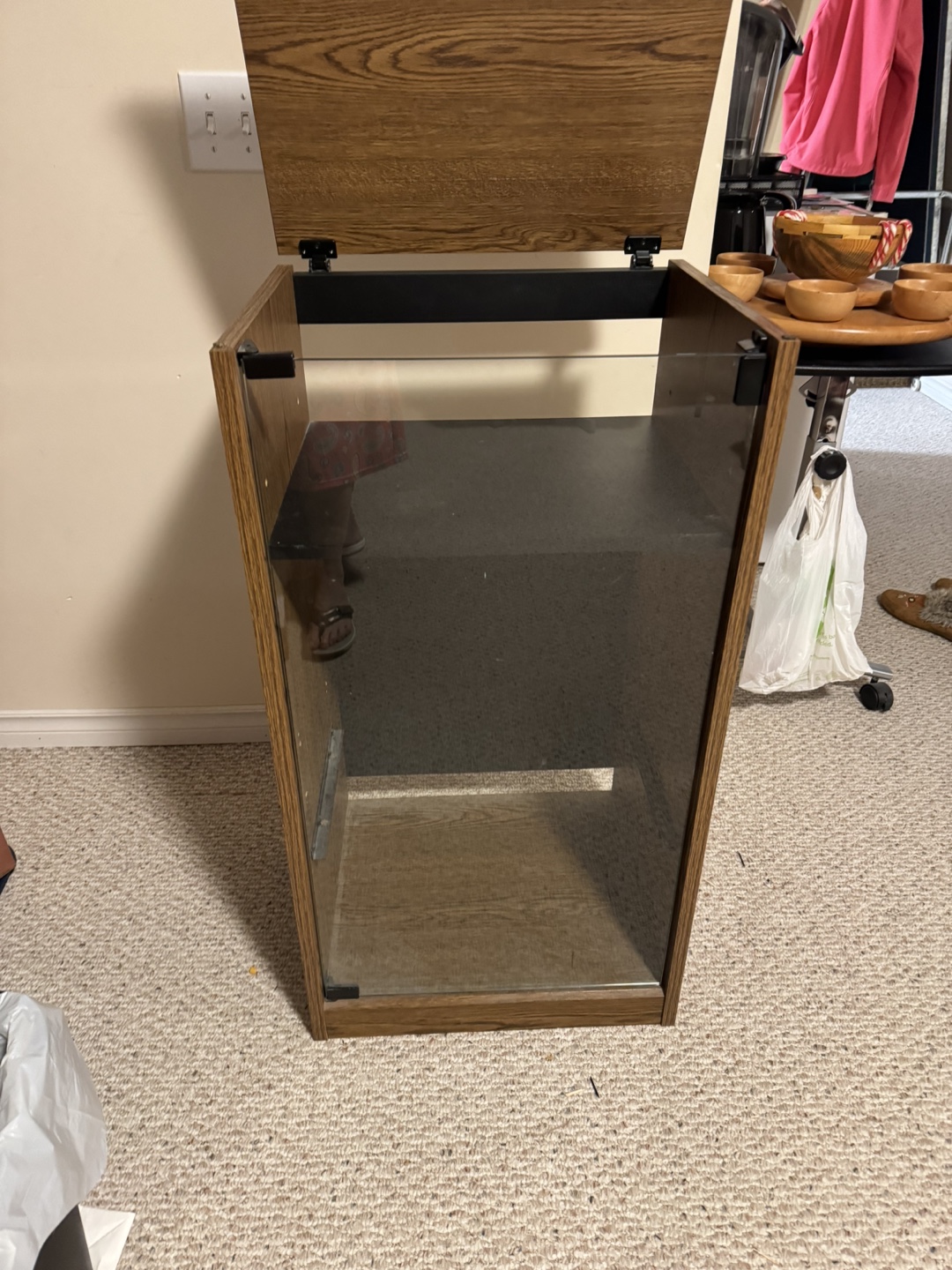 Record Player Stand with Glass Door
