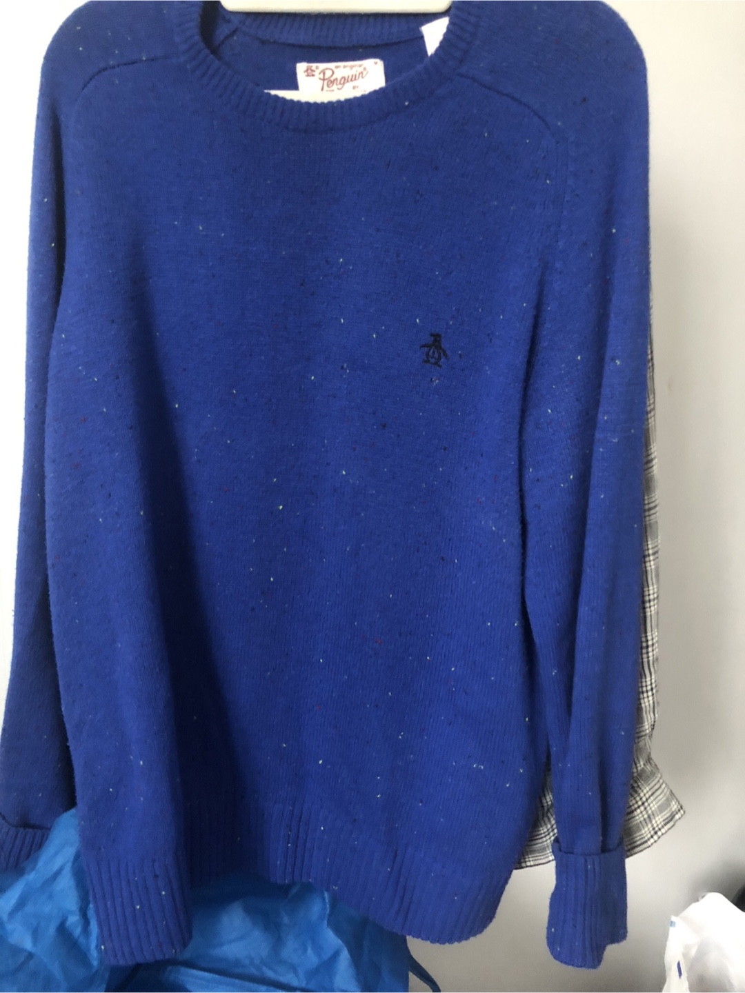 Original Penguin MENS Blue Speckled Knit Sweater