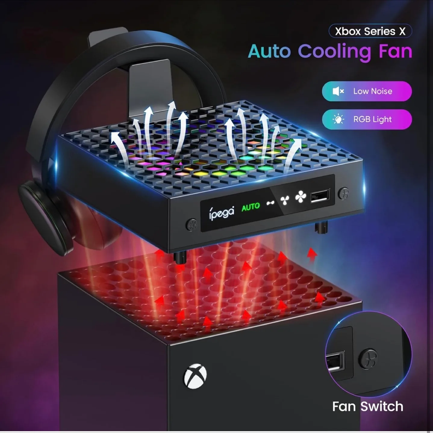 IPEGA Xbox Series X Cooling Fan with Headset Stand image indicator(7)