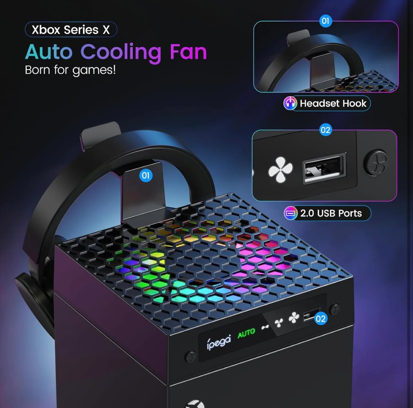 IPEGA Xbox Series X Cooling Fan with Headset Stand image indicator(9)