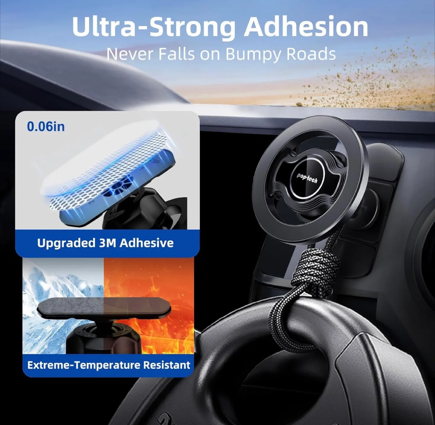 Pop-Tech Magnetic Adhesive Car Phone Mount image indicator(5)