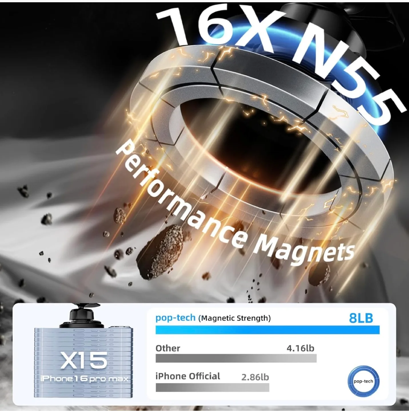 Pop-Tech Magnetic Adhesive Car Phone Mount image indicator(4)