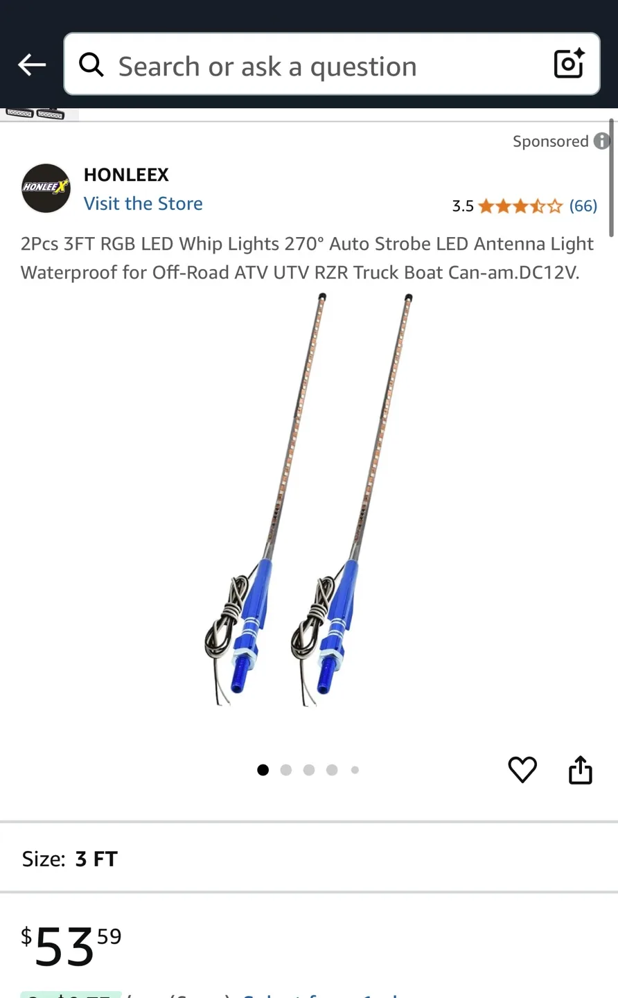 3Ft LED Antenna Light 2Pcs image indicator(2)