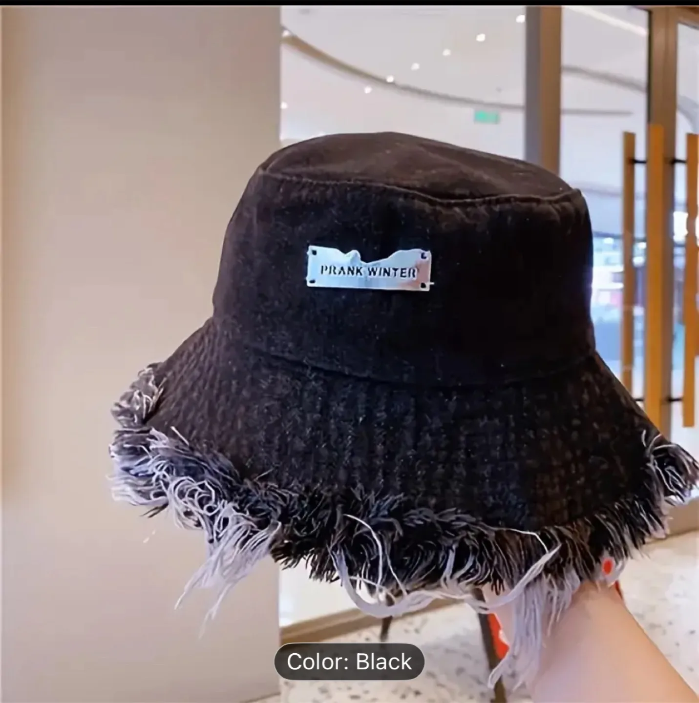 Frayed Denim Bucket Hat - Prank Winter thumbnail