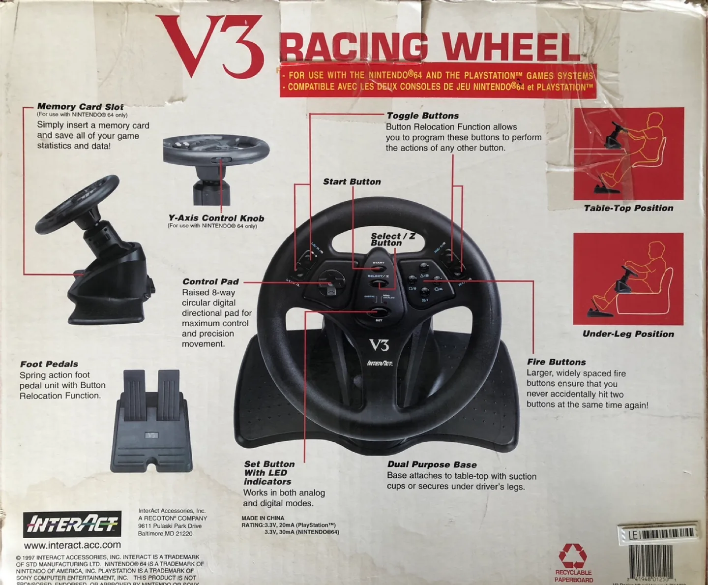 Interact V3 Racing Wheel for Playstation and Nintendo 64 image indicator(6)