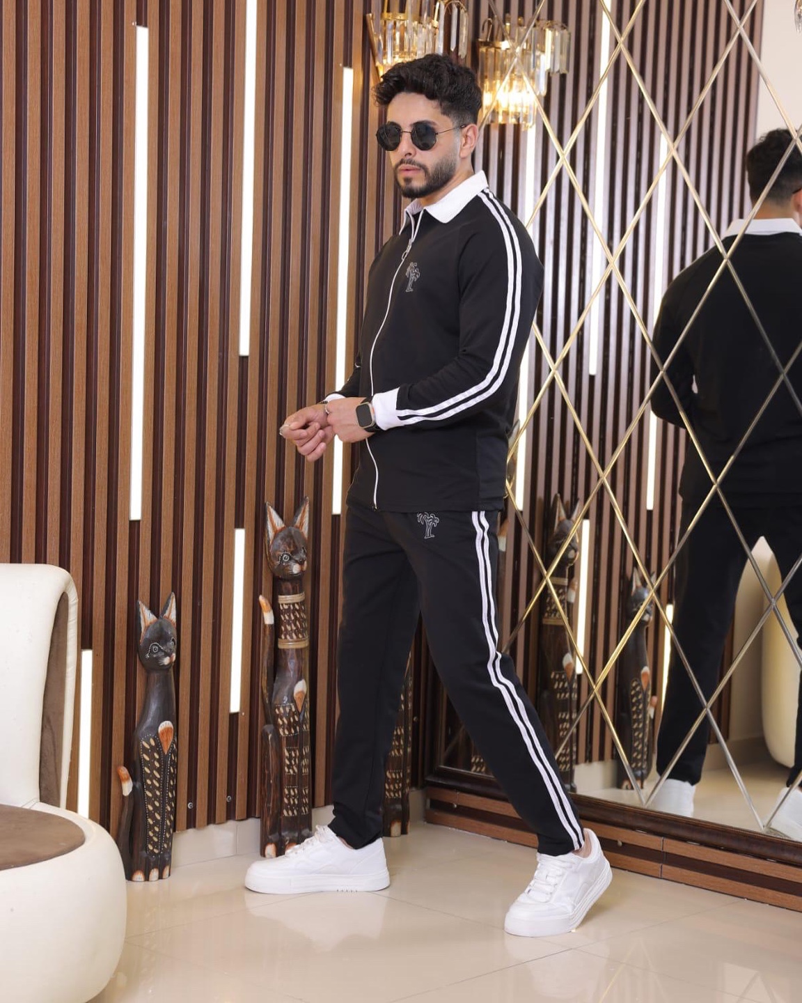 Palm Tree Tracksuit Set - Black & White - photo 5