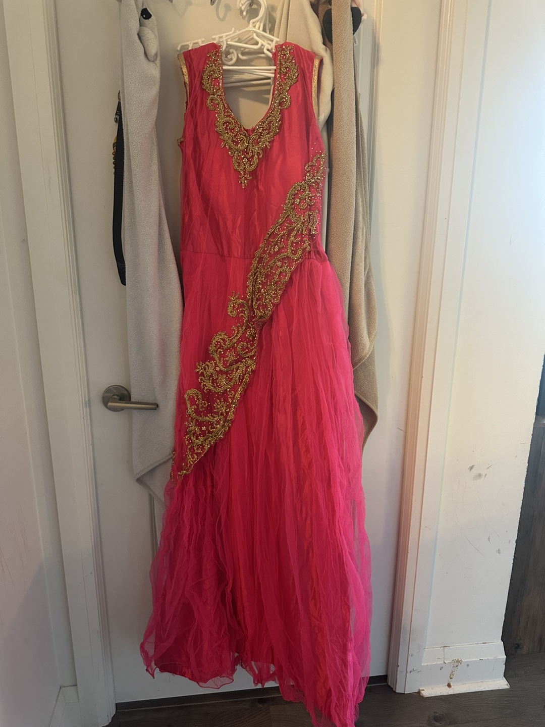 Pink and Gold Embroidered Gown