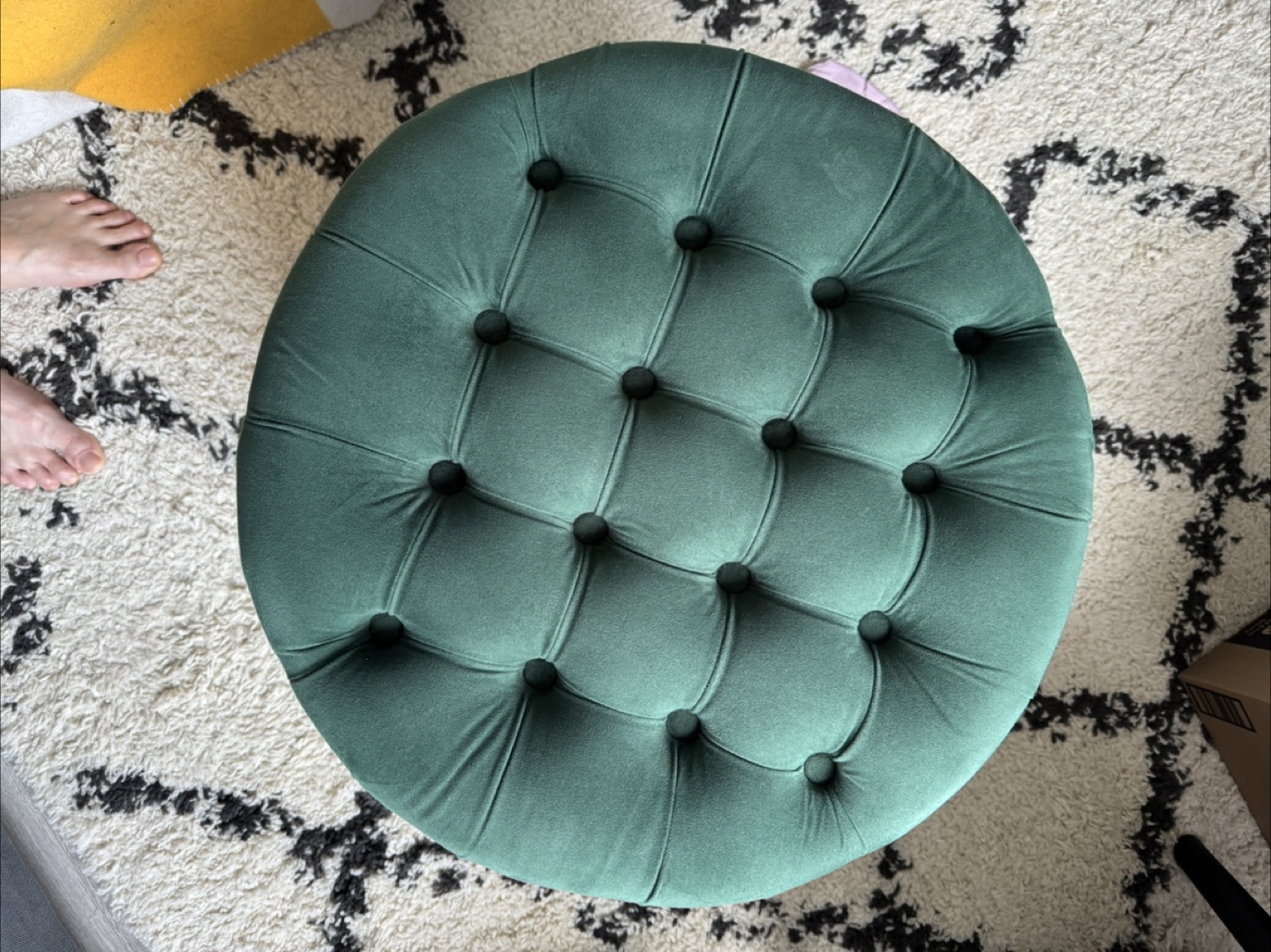 Round Velvet Ottoman with Storage
