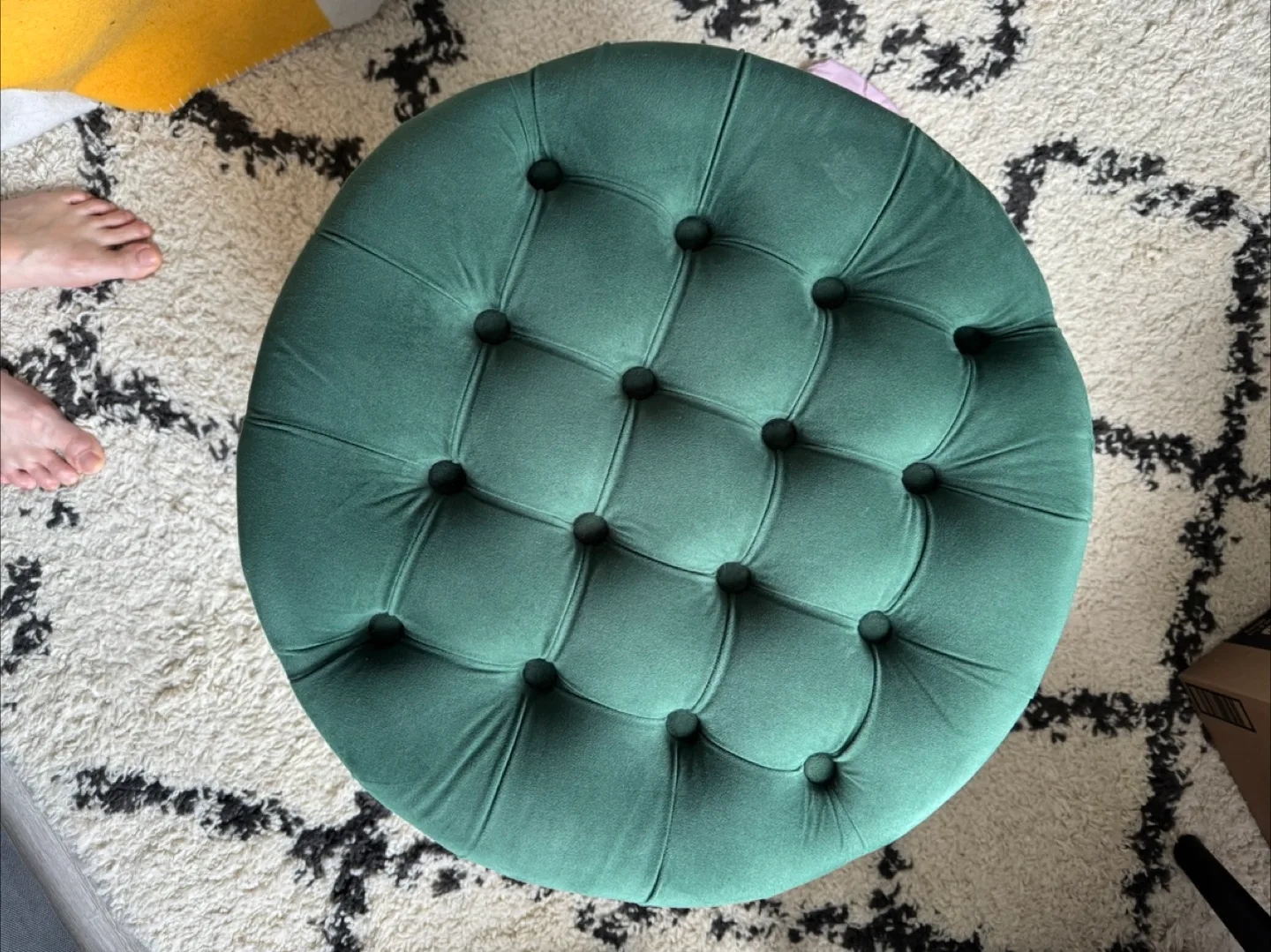 Round Velvet Ottoman with Storage thumbnail