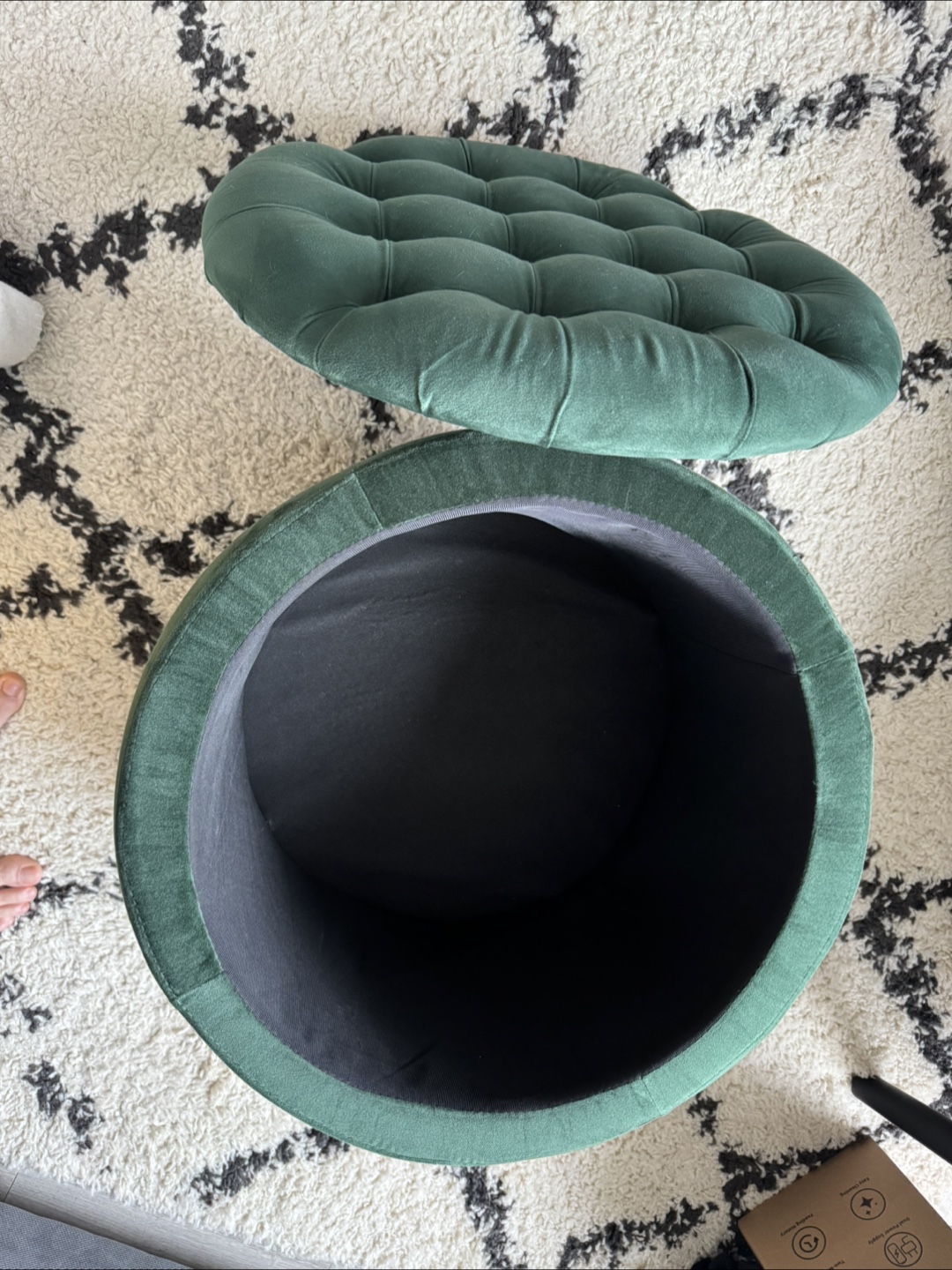 Round Velvet Ottoman with Storage - photo 3