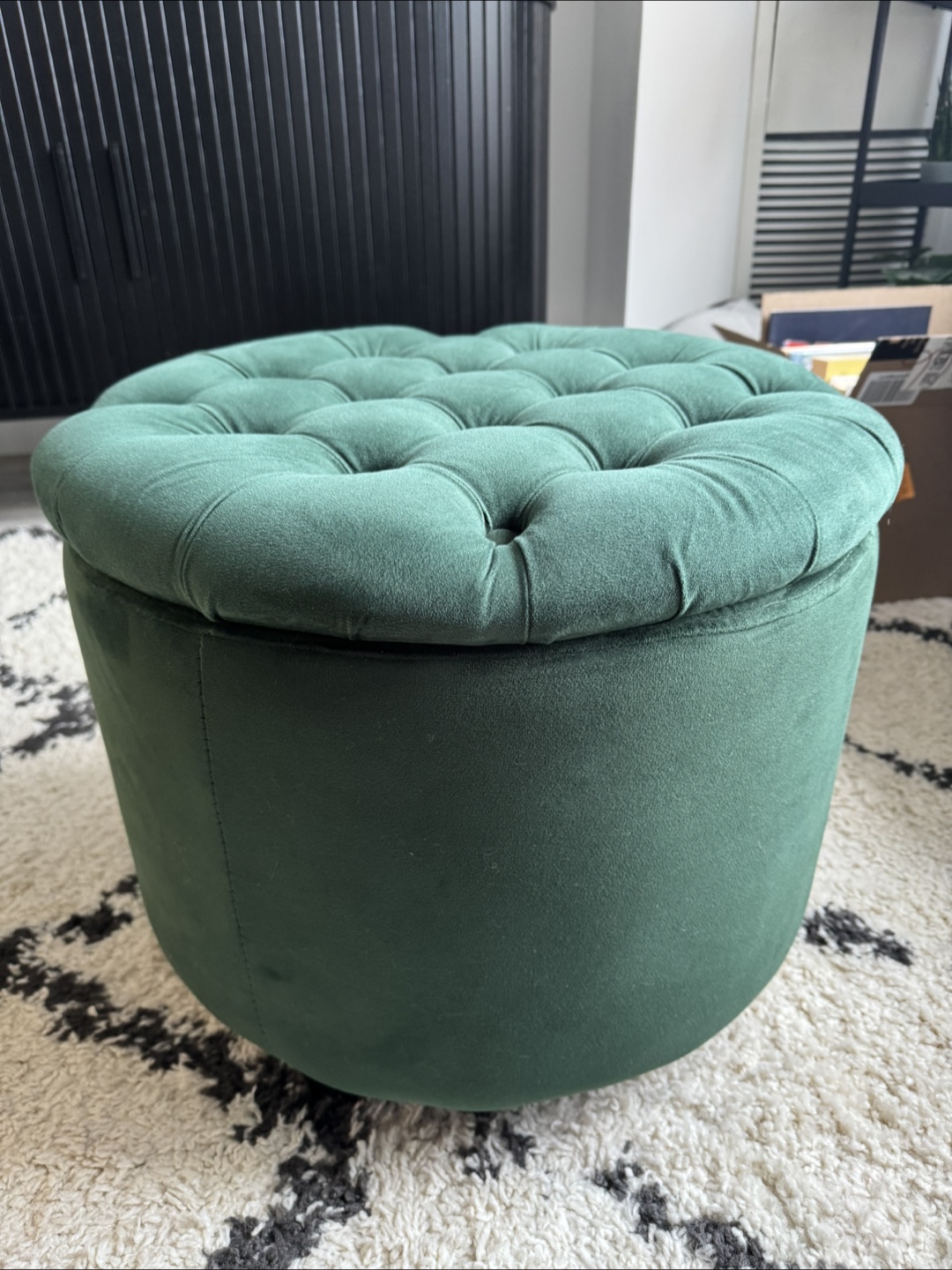 Round Velvet Ottoman with Storage - photo 2
