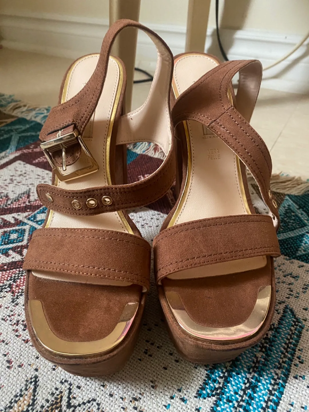 Brown Suede Platform Heels - Size 39