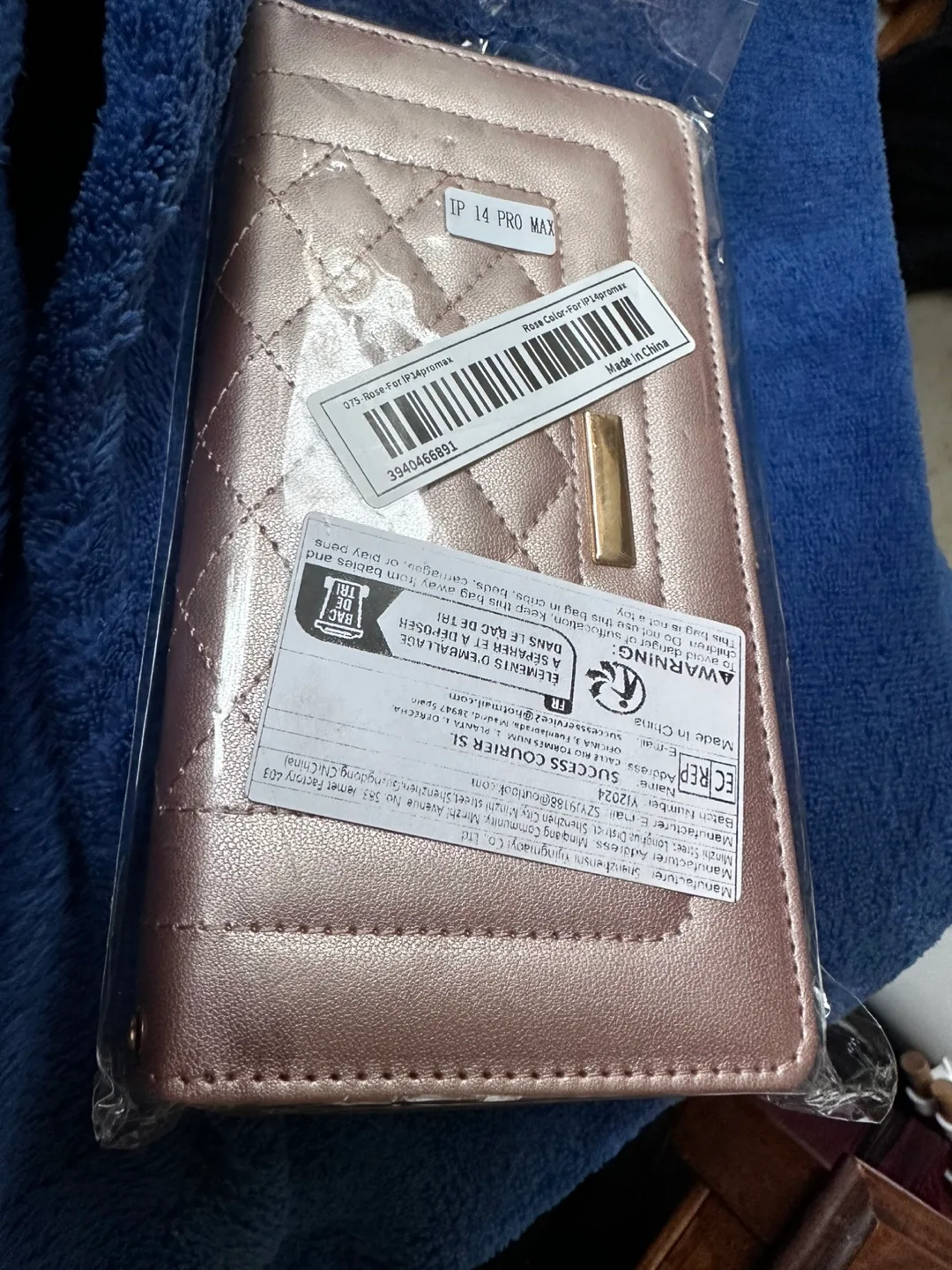 OUKNOFO iPhone 14 Pro Max Wallet Case - Rose Gold & Black image indicator(2)