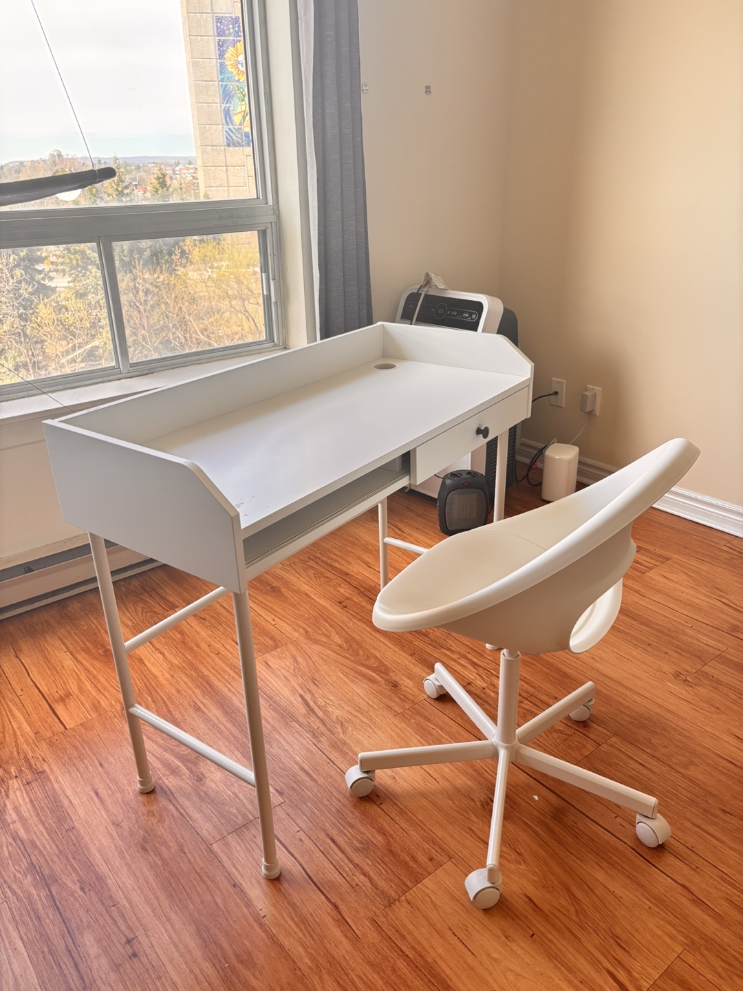 Ikea White Desk and Chair Set