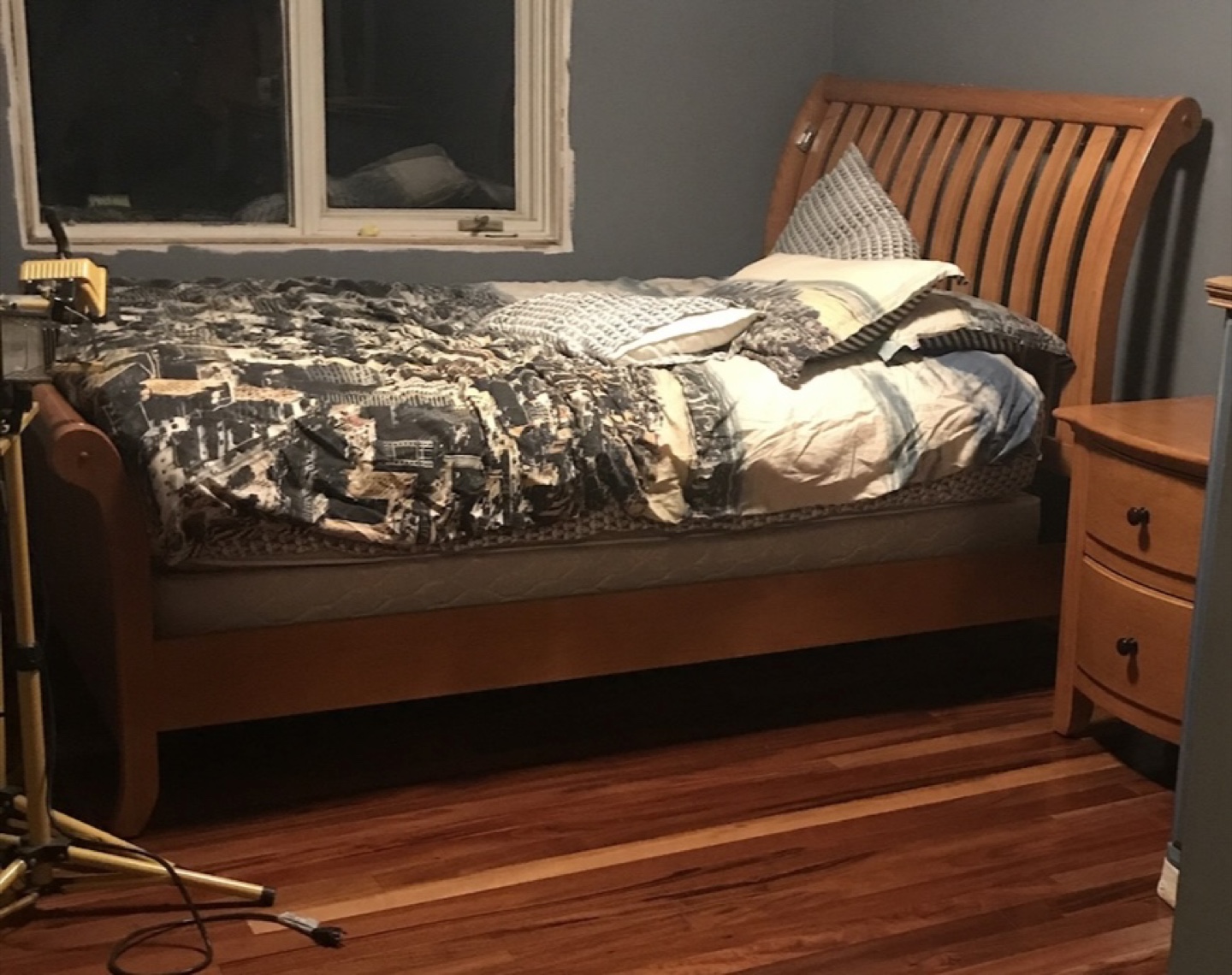 Queen sleigh bed style frame and night stand
