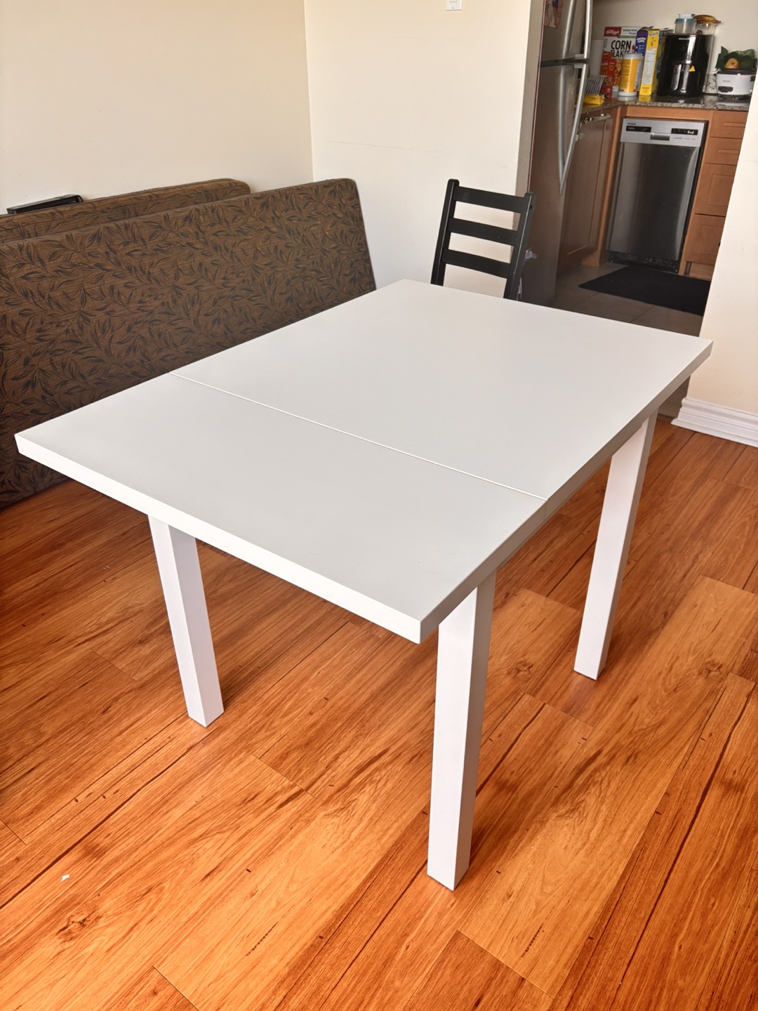 Ikea White Drop-Leaf Table and Two Chairs - photo 3