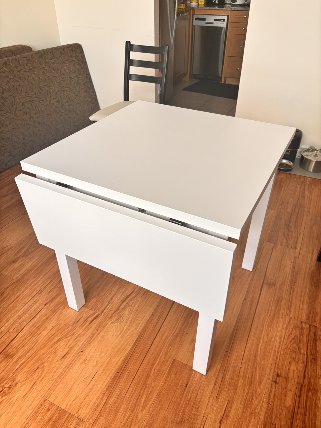Ikea White Drop-Leaf Table and Two Chairs - photo 2