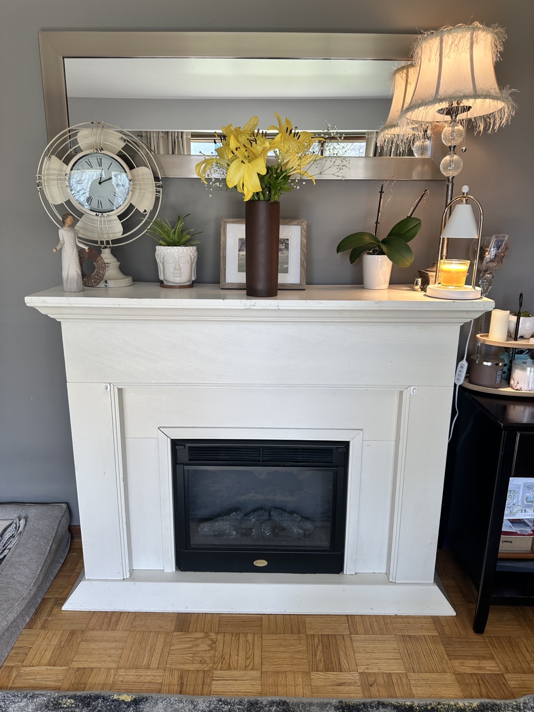 White Electric Fireplace Mantel