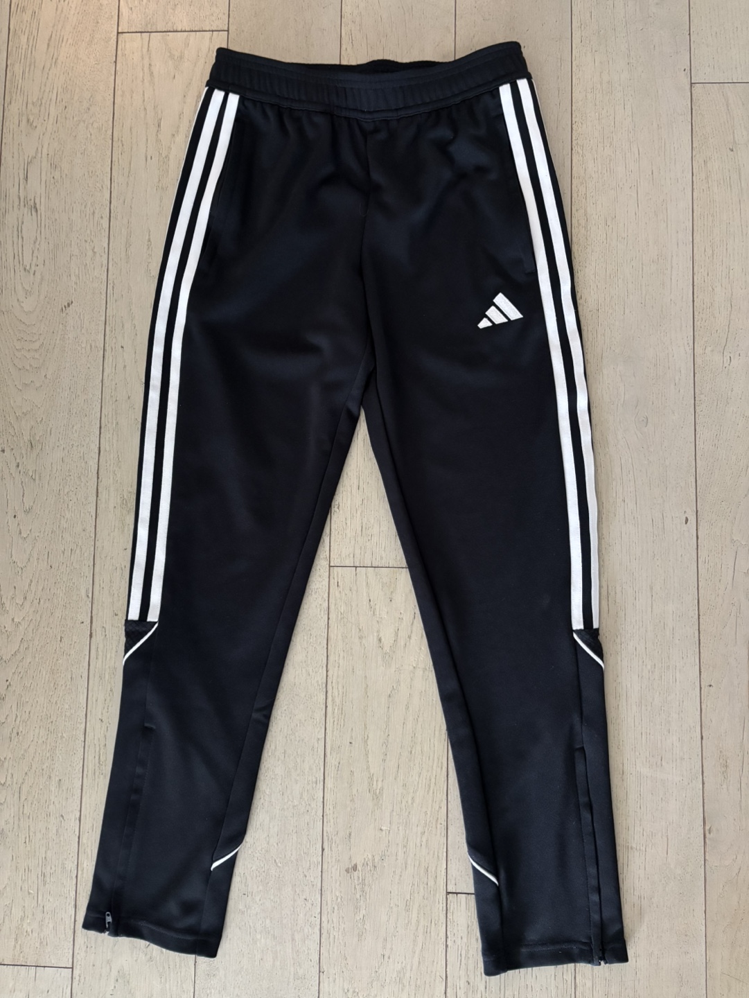 Youth (11-12Y) Adidas Black Soccer Pants with White Stripes