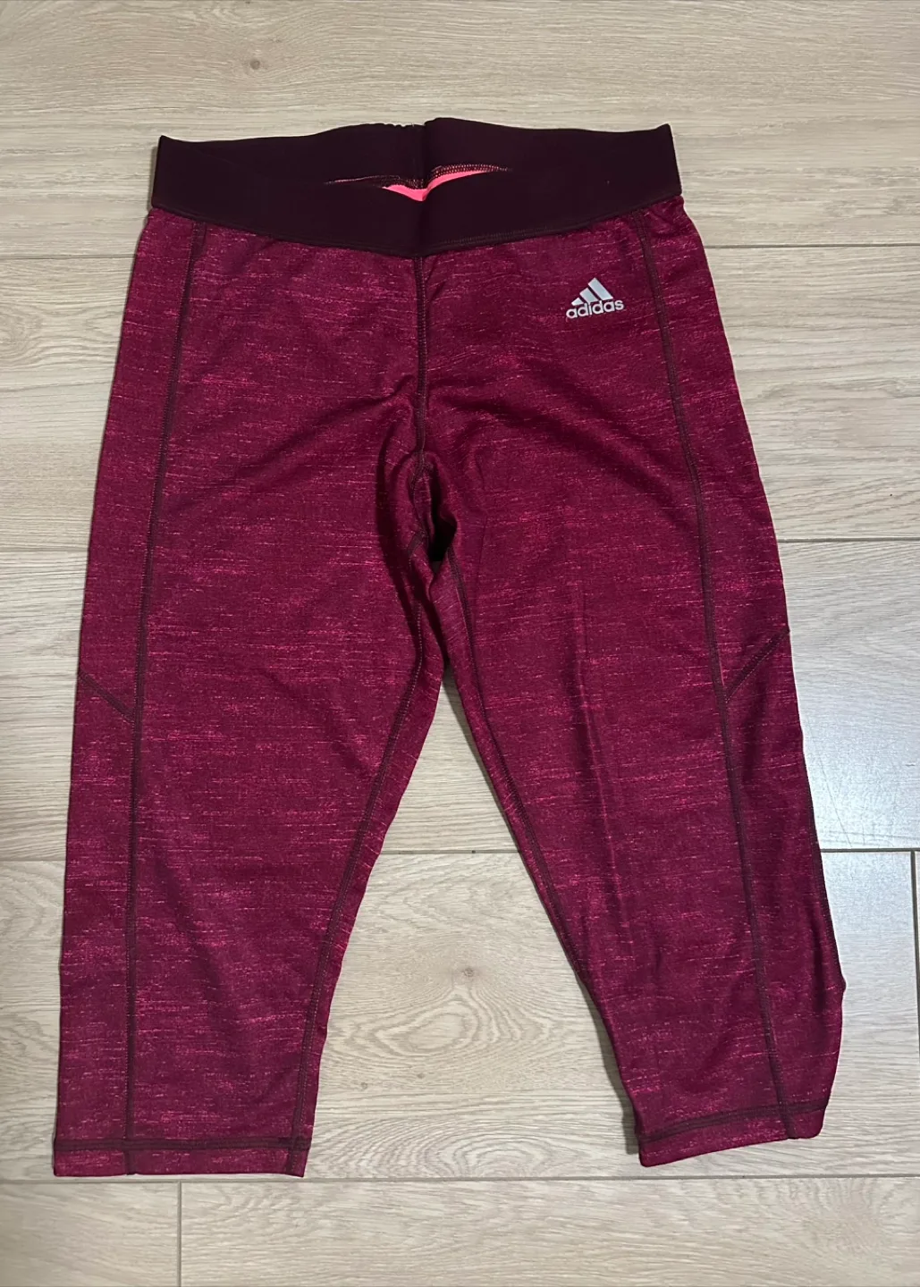 Adidas maroon cropped leggings thumbnail