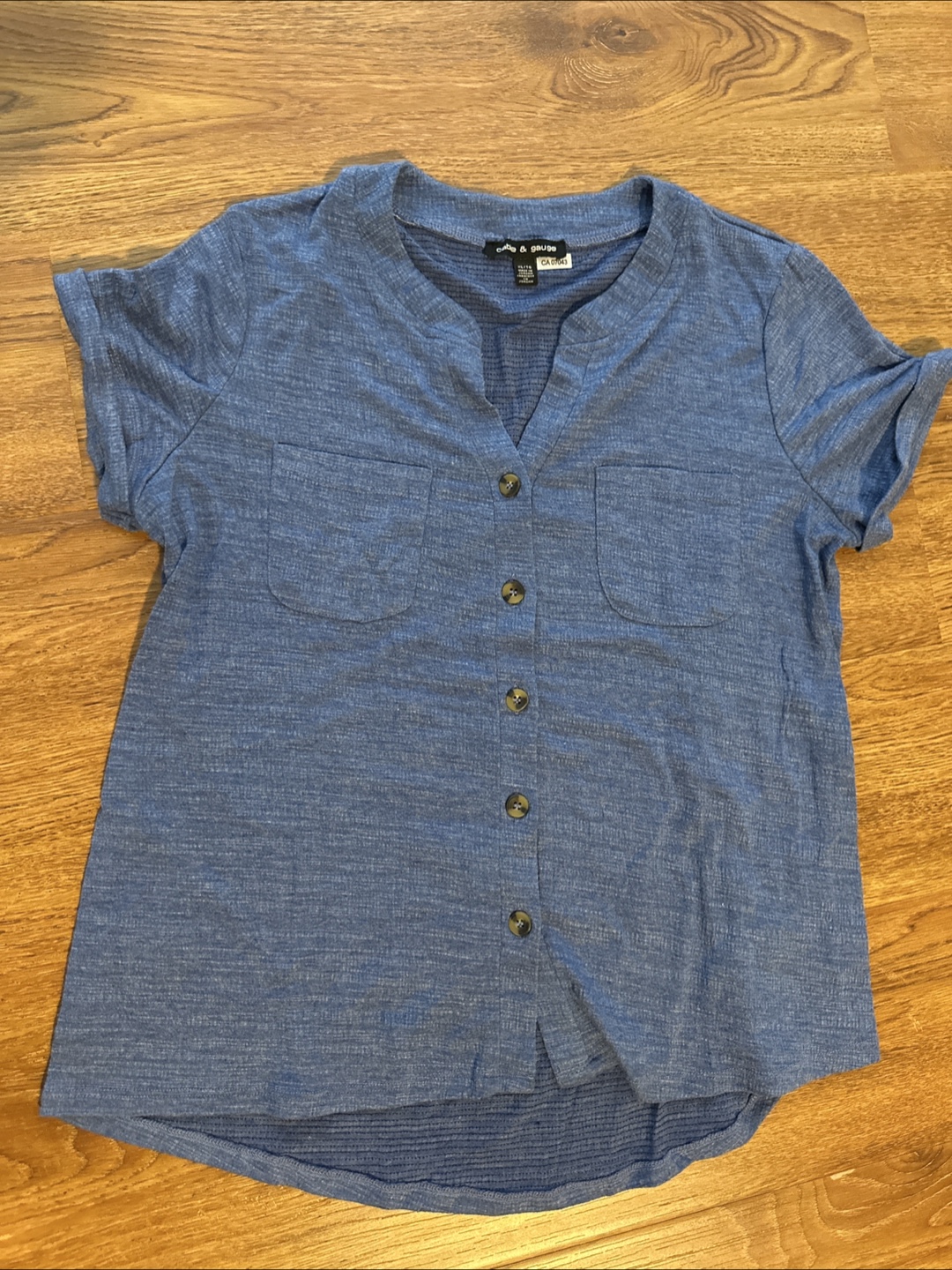 Women's Blue Button-Down Shirt, Size Medium
