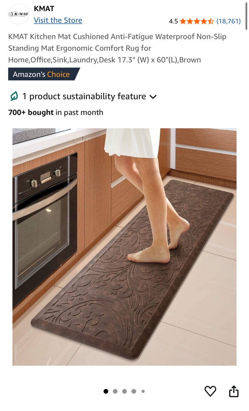 KMAT Anti-Fatigue Kitchen Mat - Brown - photo 3