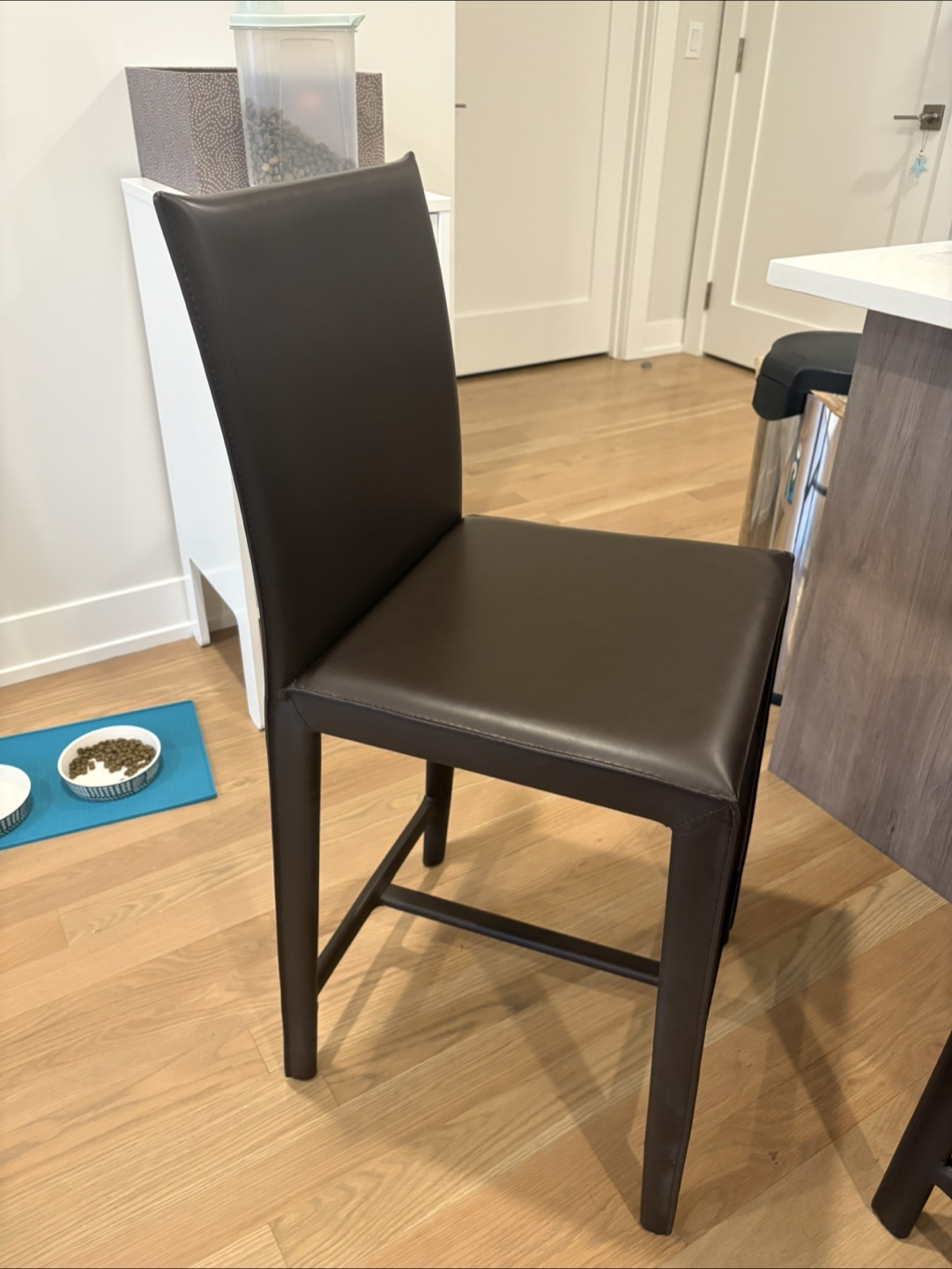 Set of 4 Crate and Barrel Folio Brown Leather Stools