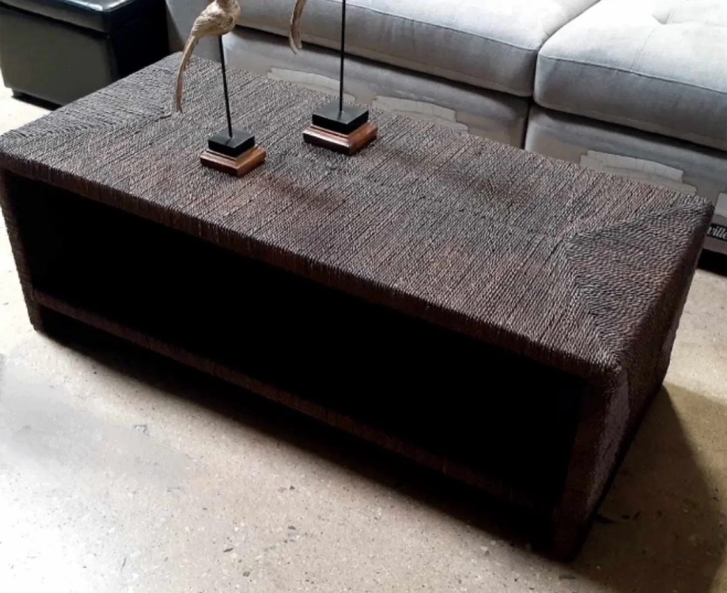 New Boho Bohemian Espresso Woven Coffee Table image indicator(3)