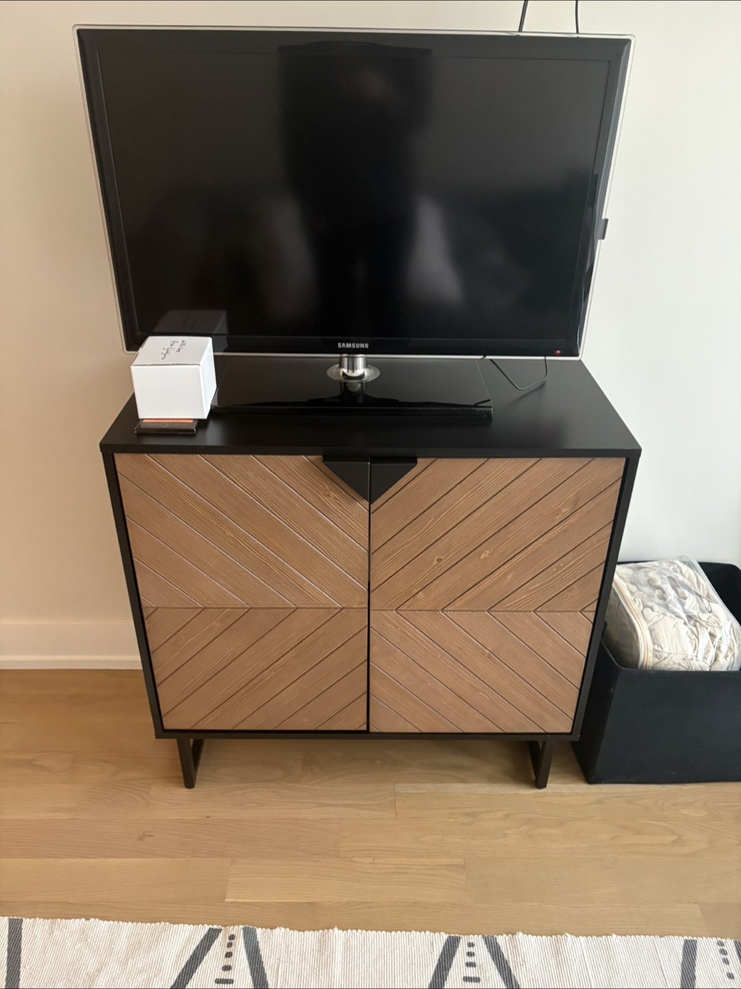 Nathan James Mid-Century Modern Wood and Black Cabinet