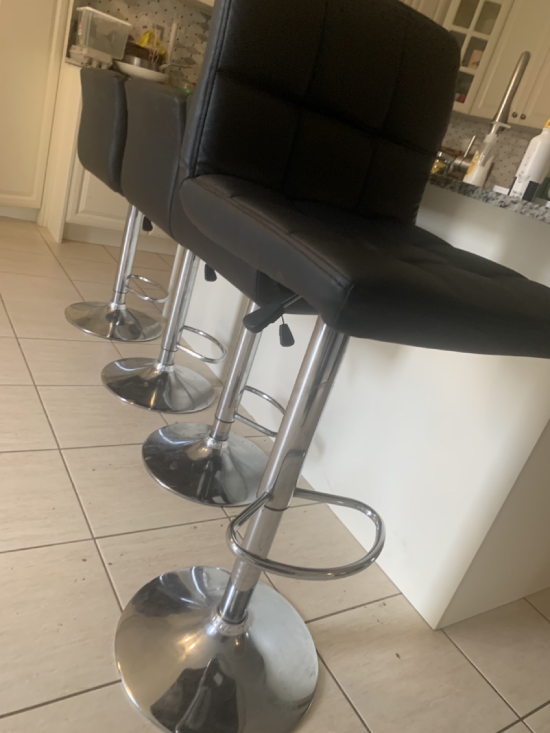 Set of Four Black PU Leather Bar Stools - photo 2