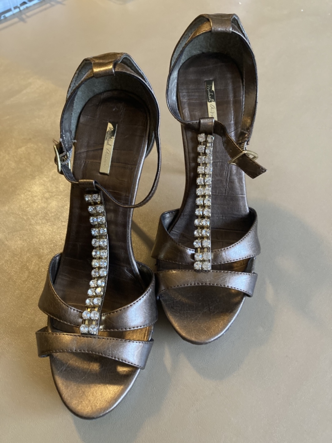Michael Antonio Bronze Rhinestone Sandals