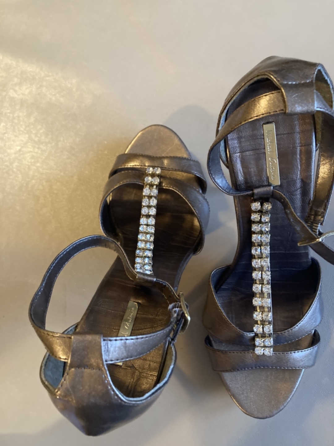 Michael Antonio Bronze Rhinestone Sandals - photo 3