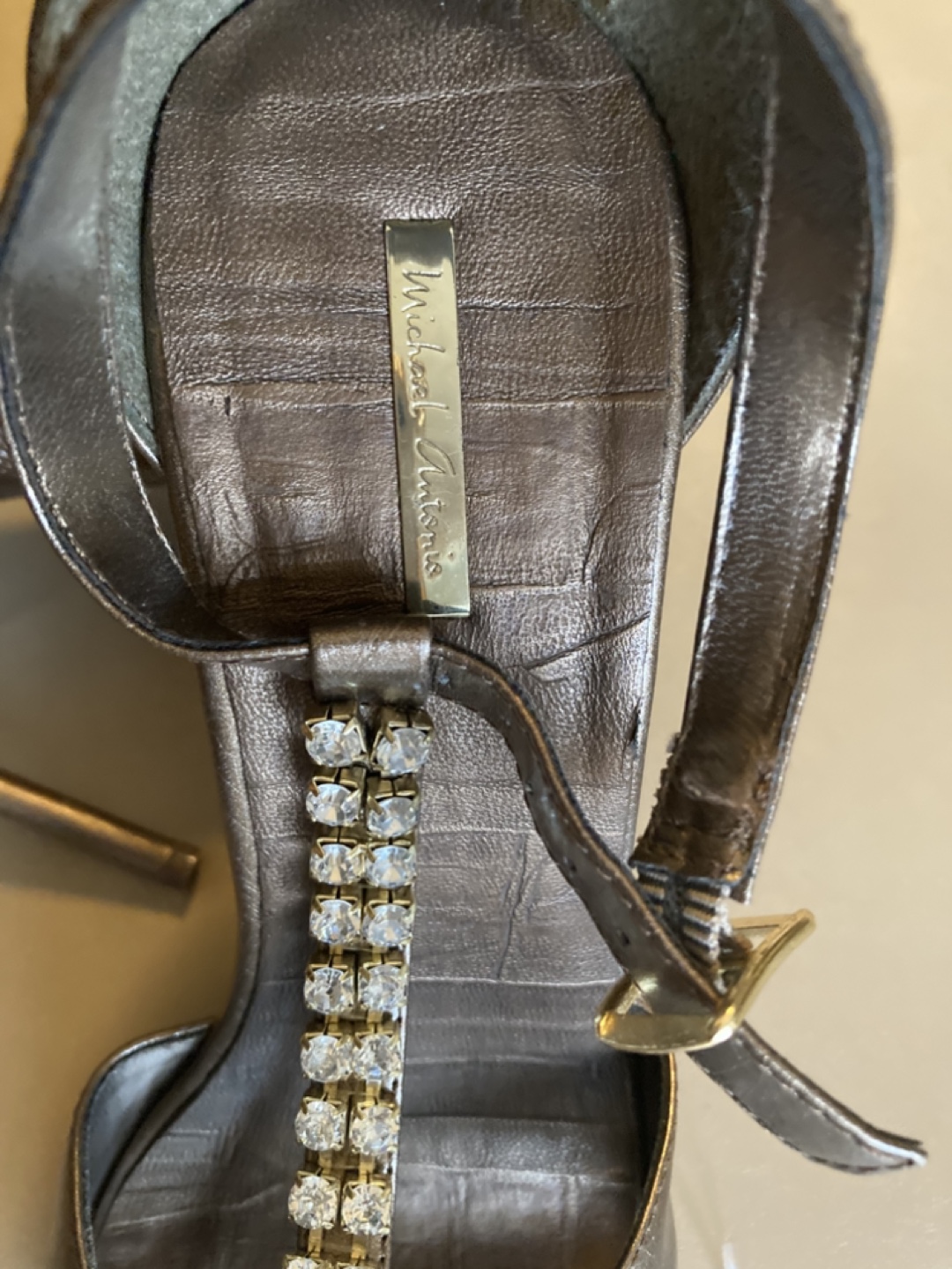 Michael Antonio Bronze Rhinestone Sandals - photo 4