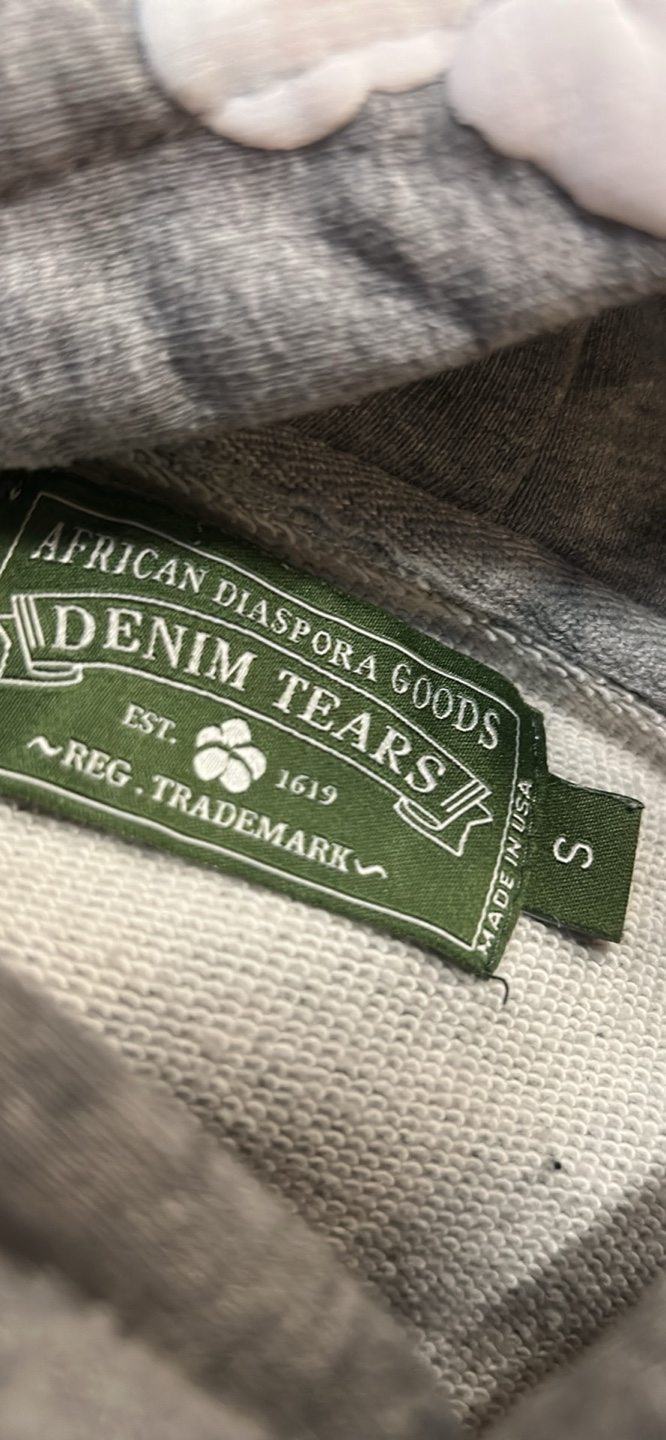 African Diaspora Goods Denim Tears Grey Hoodie Size Small - photo 2