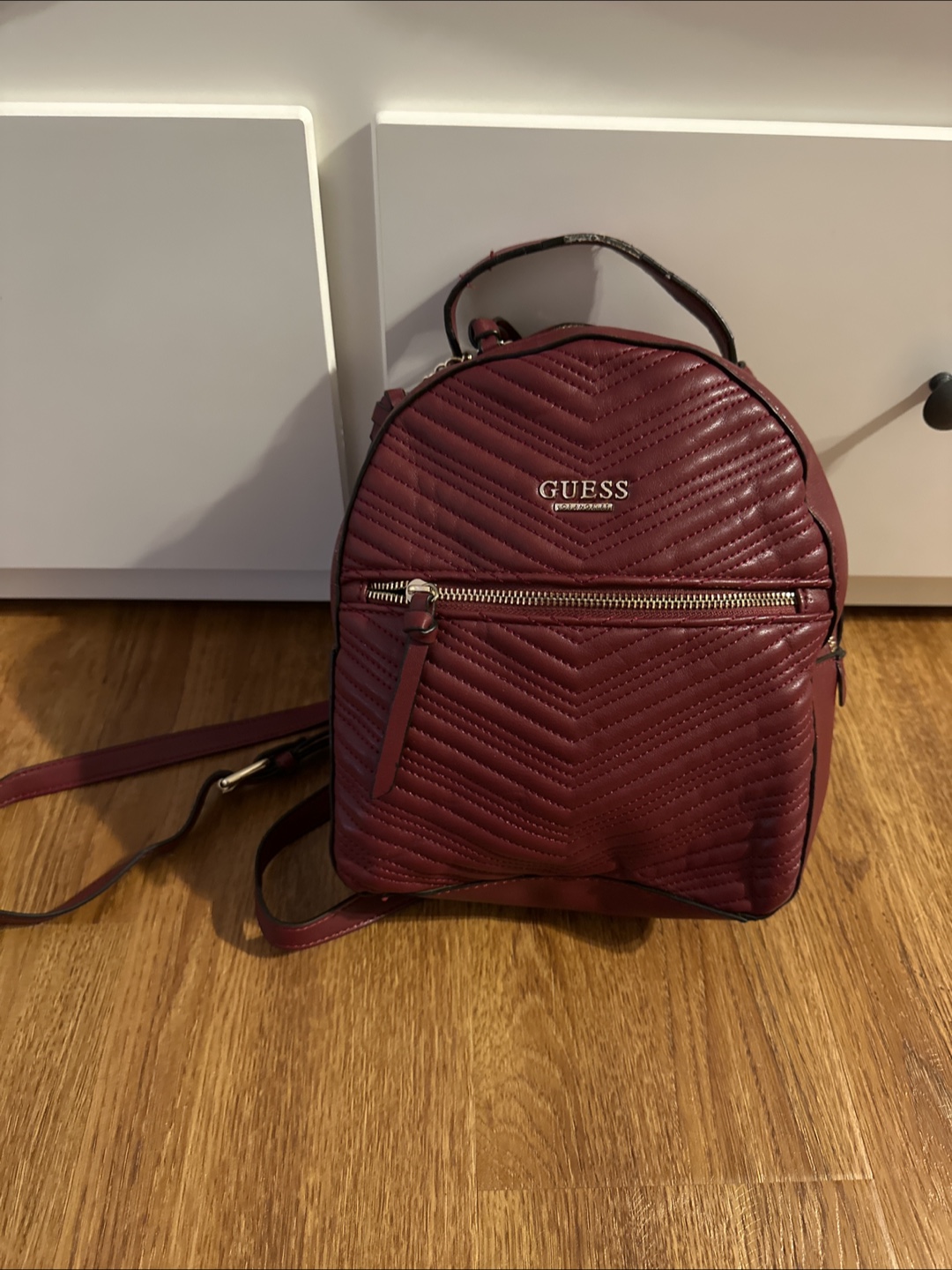 Burgundy Guess Mini Backpack