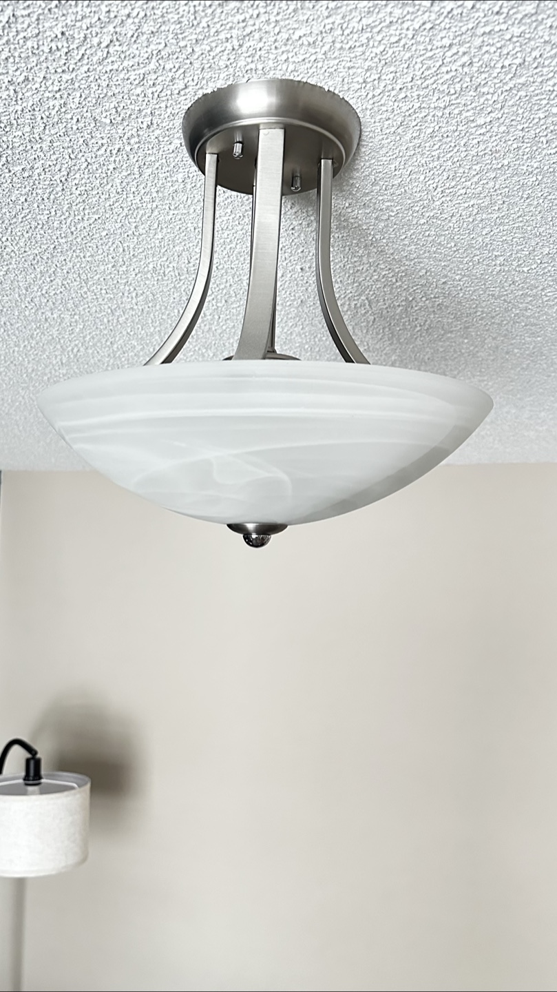 Modern Brushed Nickel Semi-Flush Mount Ceiling Light Fixture - photo 2