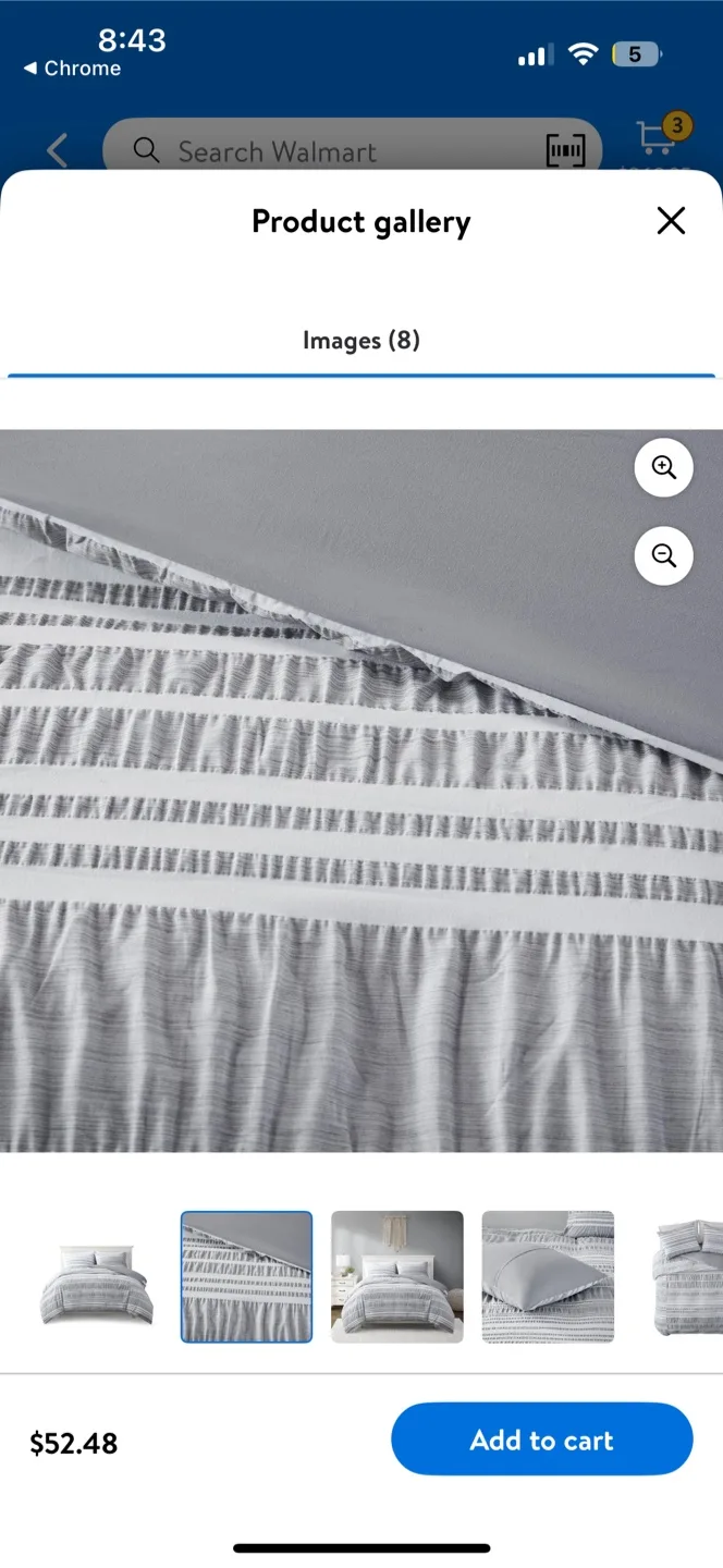 🧡 Queen/Full Grey Striped Duvet Cover Set image indicator(2)