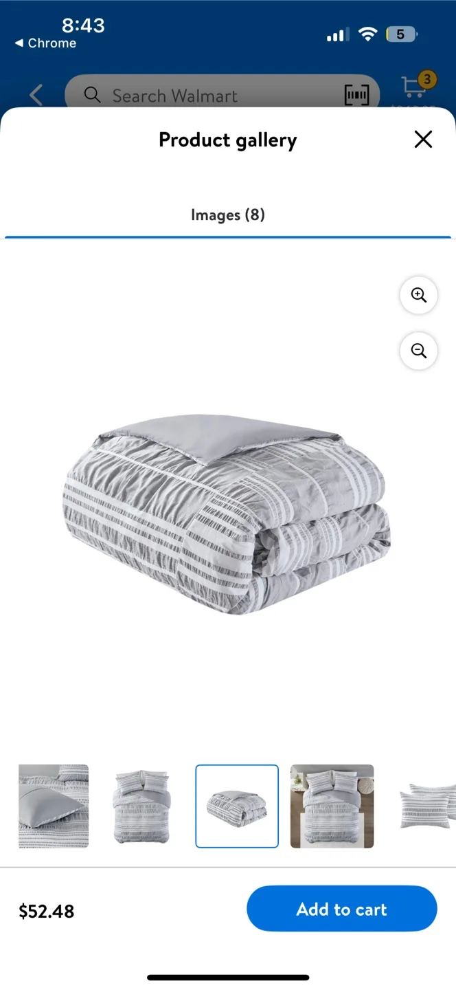 🧡 Queen/Full Grey Striped Duvet Cover Set image indicator(6)