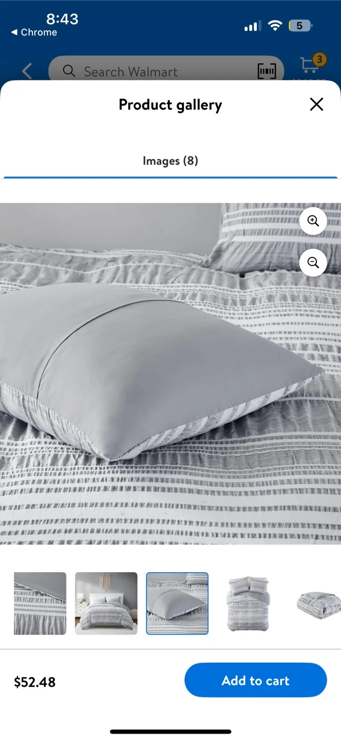 🧡 Queen/Full Grey Striped Duvet Cover Set image indicator(4)