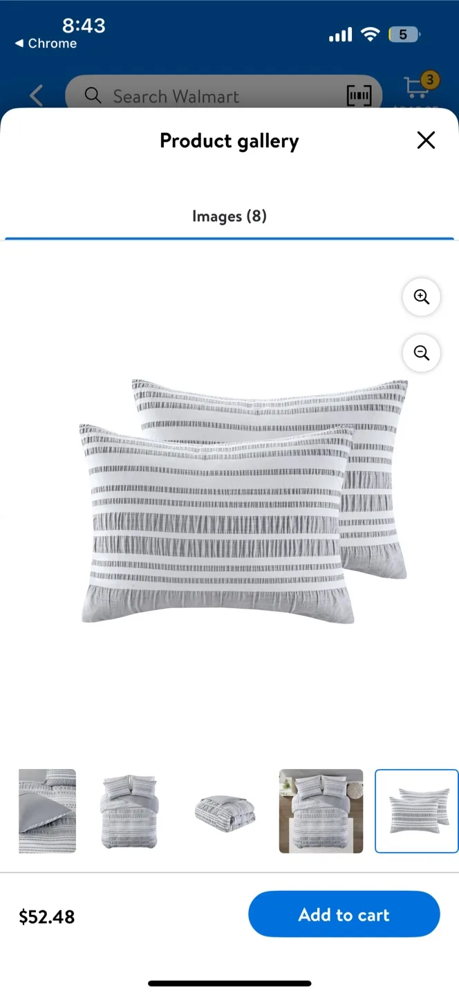 🧡 Queen/Full Grey Striped Duvet Cover Set image indicator(8)