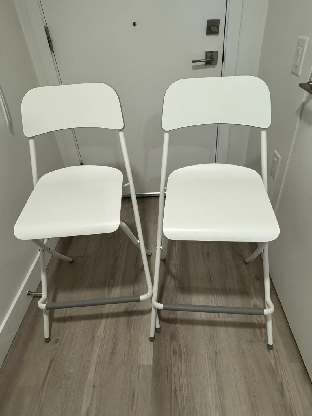Pair of IKEA White Folding Bar Stools thumbnail