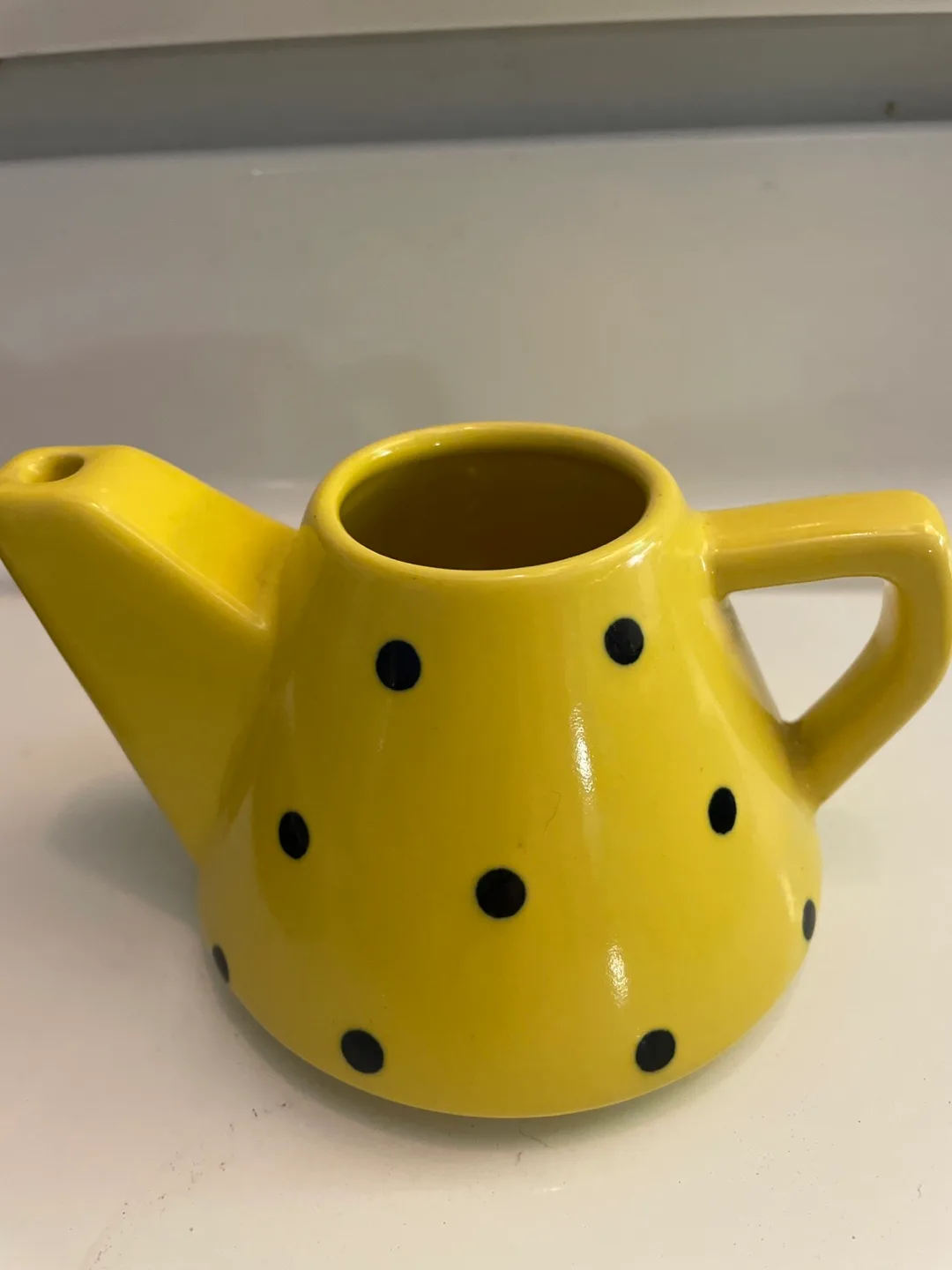 🧡Vintage Yellow Polka Dot Teapot or Watering Pot thumbnail
