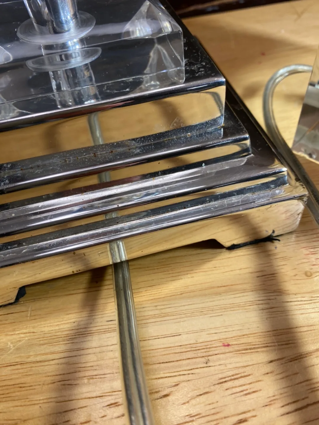 Pair of Chrome and Crystal Table Lamps image indicator(3)