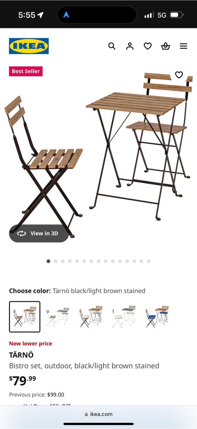 IKEA Balcony Table and Two Chairs - photo 5