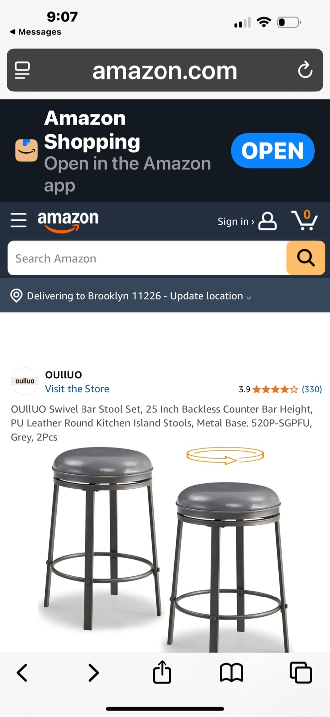 OULLUO Swivel Bar Stools - Set of 2 - photo 3