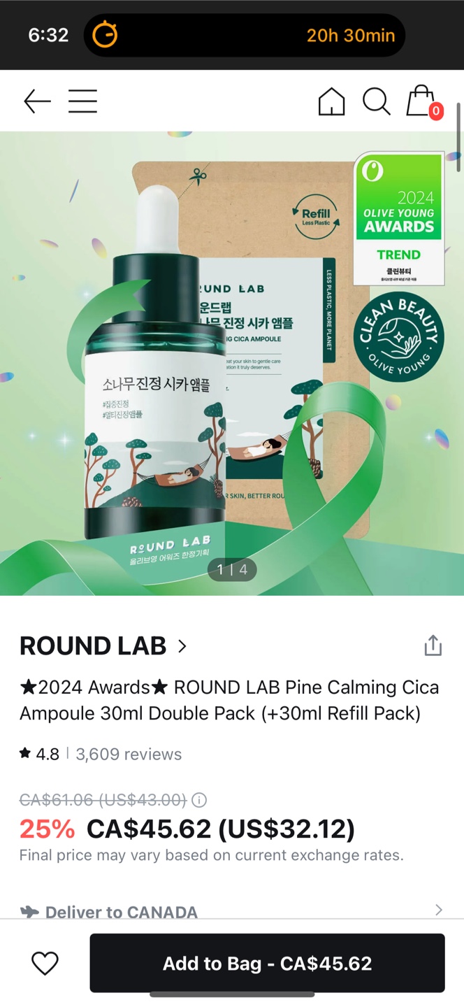 ROUND LAB Pine Calming Cica Ampoule