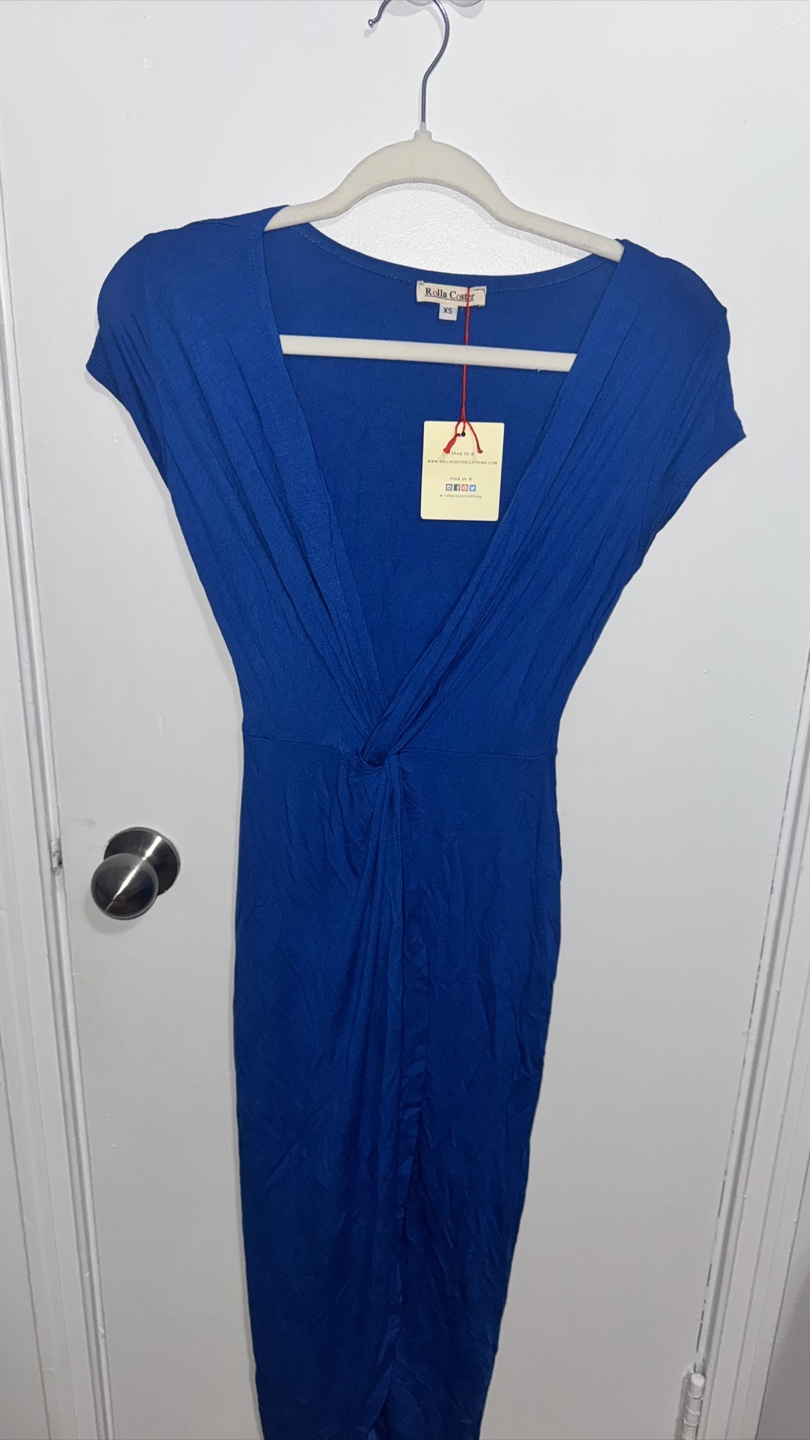 RollacOster Royal Blue Knotted Midi Dress - Size XS