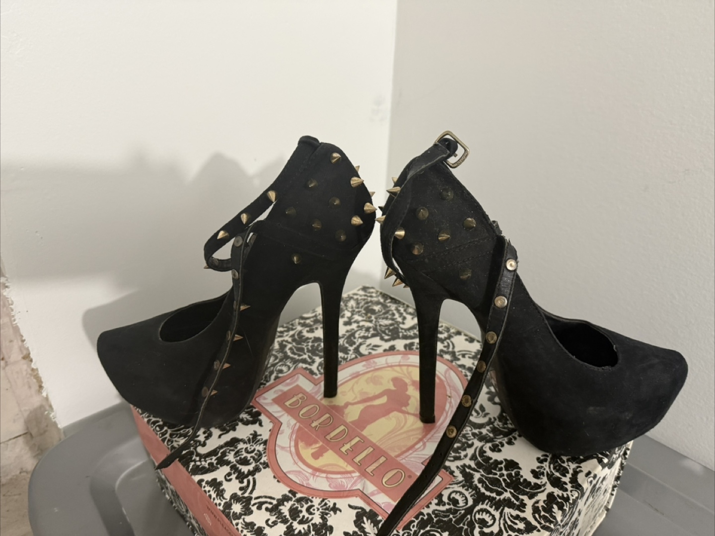 Bordello Black Studded Heels