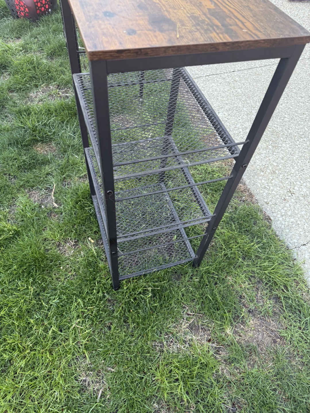 Rustic Wood Top Metal Shelf